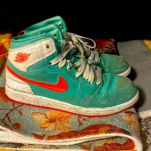 Nike Air Jordan 1 Mid Mint Green and Orange